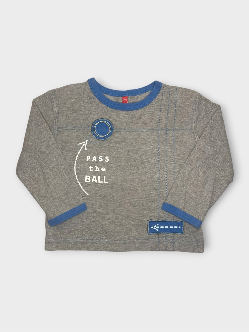 Hanna Andersson Vintage Gray “Pass The Ball” Game Plan Long Sleeve Retro Shirt